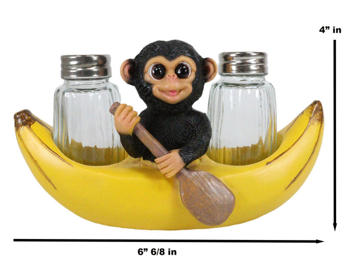 Ebros Gift Ebros Gift Baby Monkey Rowing In Banana Boat Salt & Pepper Shakers Holder Figurine Set