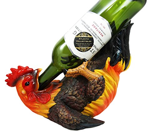 Ebros Gift Ebros Gift Barnyard Farm Rooster Chicken Wine Bottle Holder Caddy Figurine 11" L