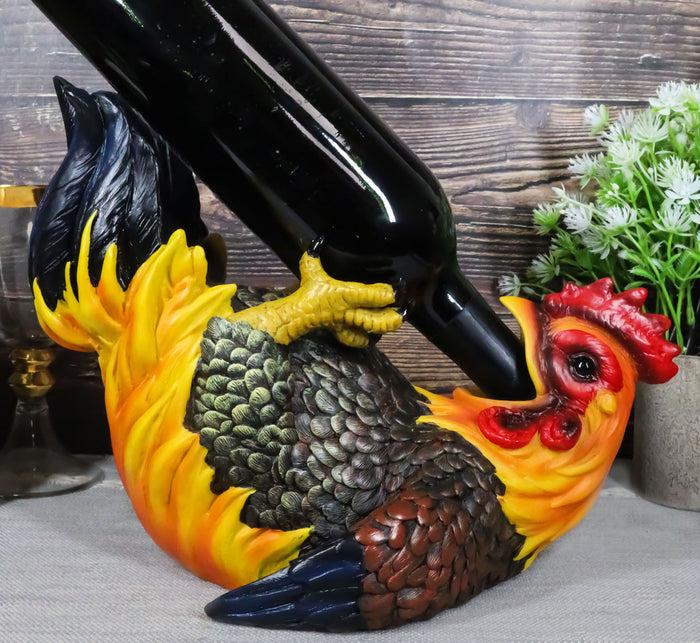 ebros gift Ebros Gift Barnyard Farm Rooster Chicken Wine Bottle Holder Caddy Figurine 11" L