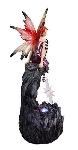 Ebros Gift Ebros Gift Beautiful Jester Fairy Magenta On Cave Ledge With Crystal LED Night Light Figurine