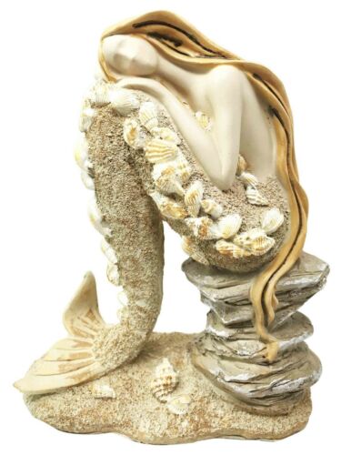 ebros gift Ebros Gift Beautiful Ocean Atlantis Goddess Sitting Mermaid Adorned With Shells Figurine Collectible