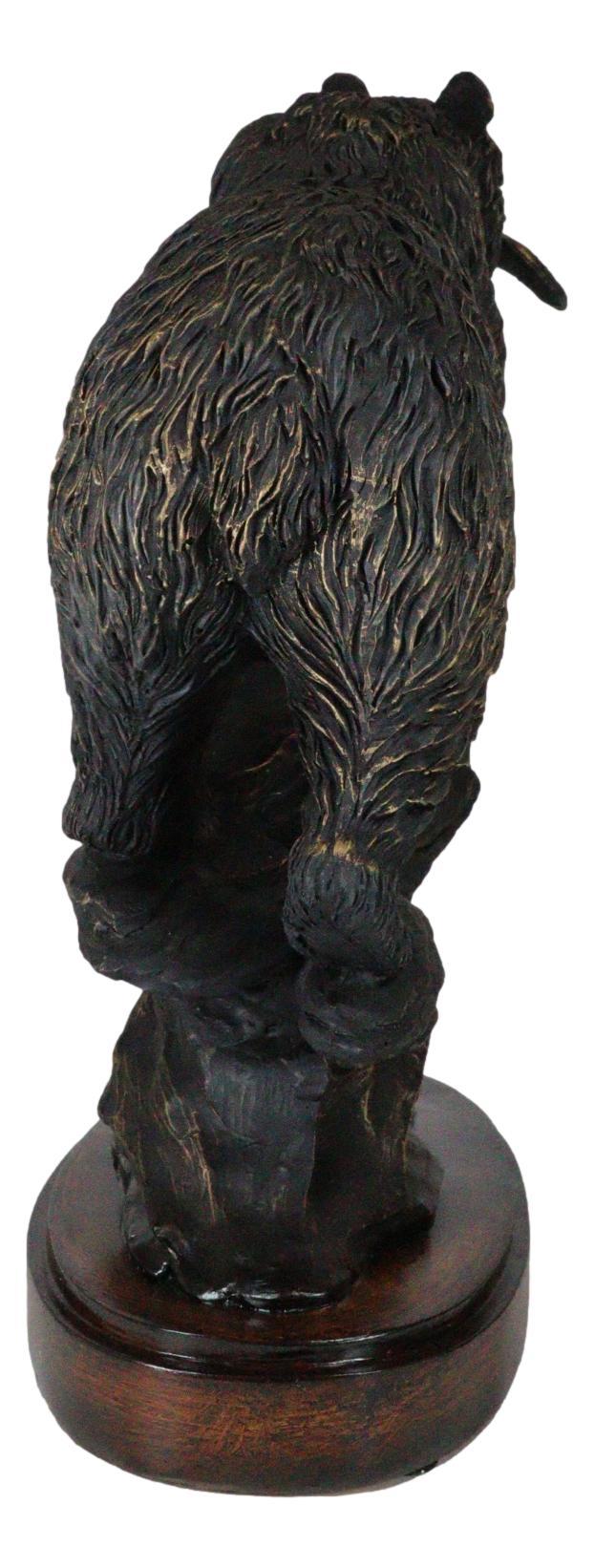 Ebros Gift Ebros Gift Black Bear Figurine Biting Fish Climbing Rocky Hills 13.25" H