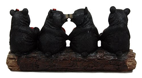 Ebros Gift Ebros Gift Black Bear Valentine Couples Holding Heart Love Signs Decorative Figurine 8.25"L