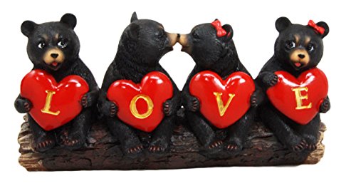ebros gift Ebros Gift Black Bear Valentine Couples Holding Heart Love Signs Decorative Figurine 8.25"L