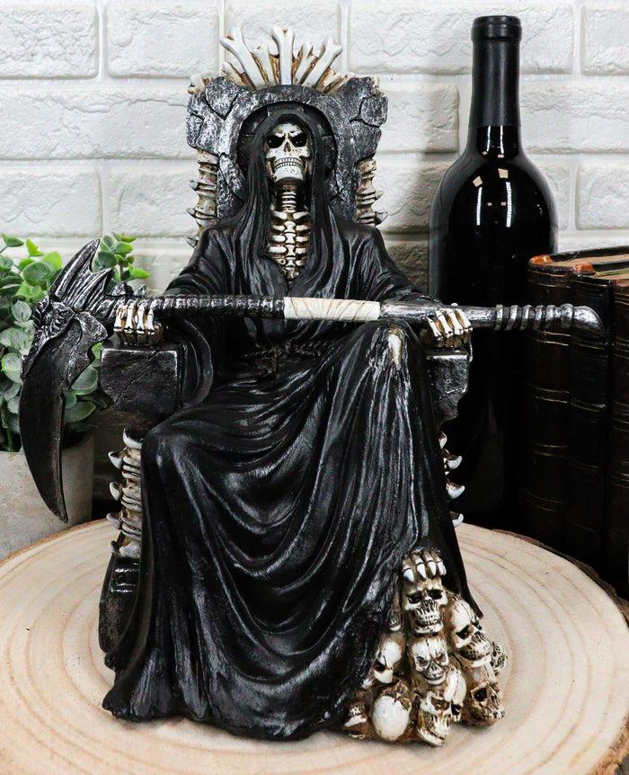 ebros gift Ebros Gift Black Holy Death Grim Reaper Sitting On Skeleton Throne Figurine 10.5" Tall Time Waits for No Man Angel of Death with Scythe As Ossuary Home Decor Eternal Death Gates of Hades