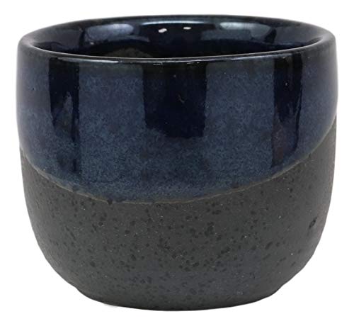 Ebros Gift Ebros Gift Blue And Black Horizon Sky Glazed Ceramic Pottery Heaven And Earth 'Ten To Ji' Design Japanese Rice Wine Sake Set 4 Pieces Of 1 Tokkuri Serving Flask 10oz With 3 Ochoko Cups 2oz