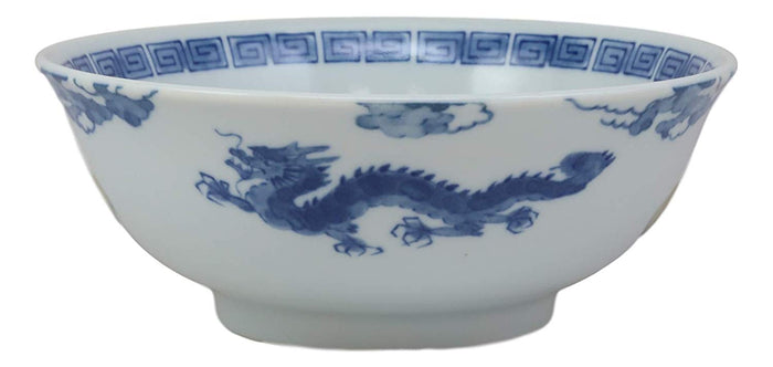 Ebros Gift Ebros Gift Blue And White Ming Dynasty Style Feng Shui Dragons Ceramic Bowls As Ramen Pho Soup Cereal Bowl 4 Piece Set 32oz 8"Diameter