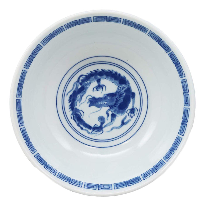 Ebros Gift Ebros Gift Blue And White Ming Dynasty Style Feng Shui Dragons Ceramic Bowls As Ramen Pho Soup Cereal Bowl 4 Piece Set 32oz 8"Diameter