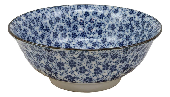 Ebros Gift Ebros Gift Blue And White Ming Style Floral Petals Ceramic Bowls Pack Of 3 Ramen Pho Soup Bowl Set 32oz 8"Diameter Made In Japan