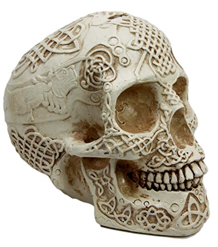 Ebros Gift Ebros Gift Bone Cream Celtic Lion Tribal Knot Tattoo Coat Of Arms Skull Money Bank Figurine