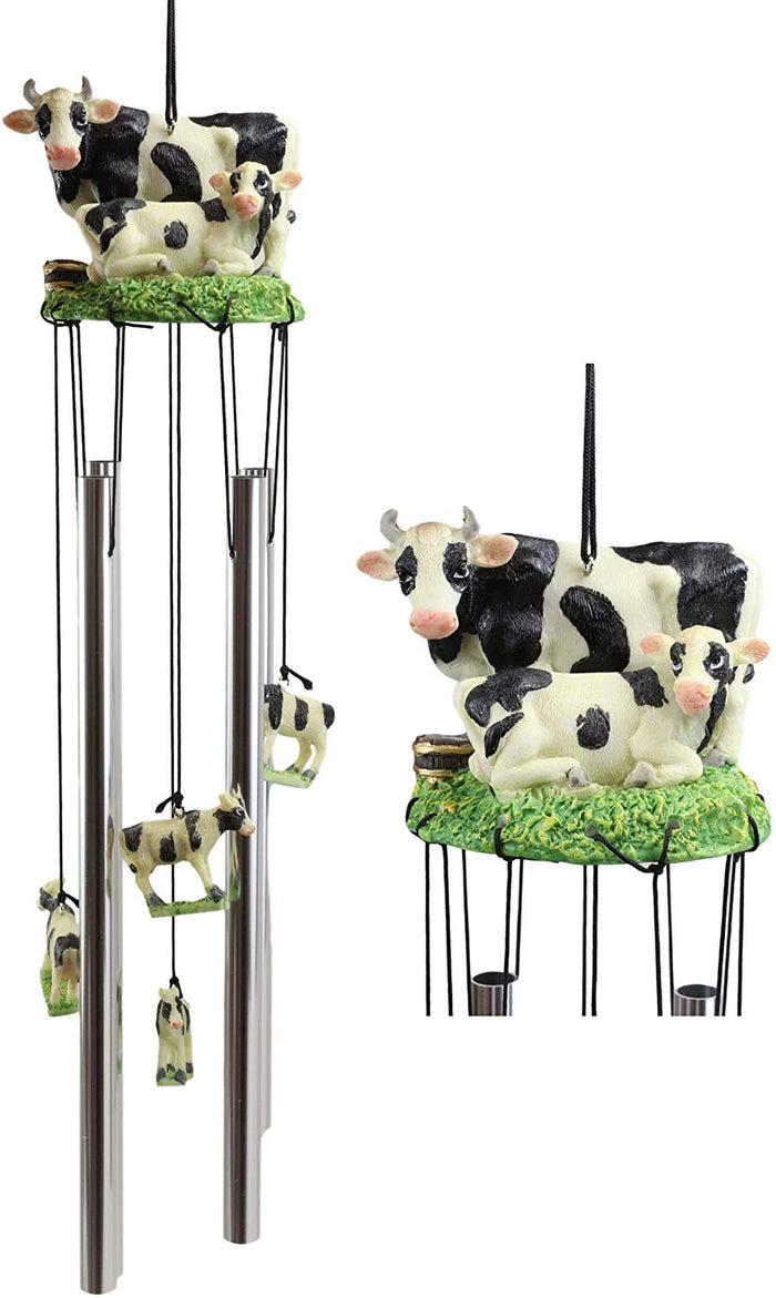 Ebros Gift Ebros Gift Bovine Holstein Cow And Baby Calf Family Resonant Relaxing Aluminum Wind Chime Country Western Rustic Farm Cows Garden Patio Outdoor Decorative Accent Noisemaker