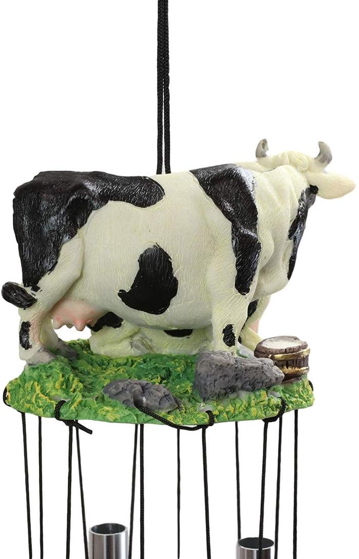 Ebros Gift Ebros Gift Bovine Holstein Cow And Baby Calf Family Resonant Relaxing Aluminum Wind Chime Country Western Rustic Farm Cows Garden Patio Outdoor Decorative Accent Noisemaker
