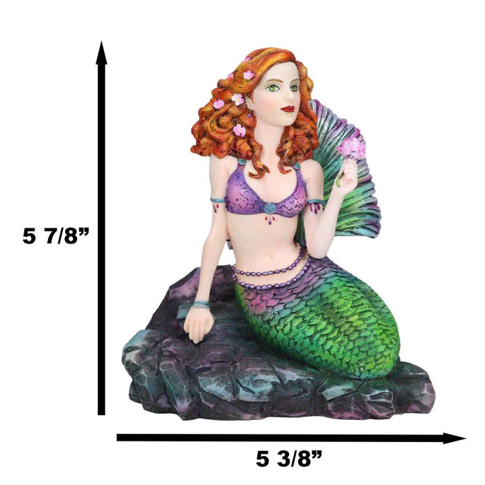 Ebros Gift Ebros Gift Brigid Ashwood Fantasy Art Colorful Pastel Nautical Siren Mermaid Ocean Celtic Stone Holding Pink Rose Statue 6" Tall Sea Beach Princess Mermaids Decorative Accent Resin Figurine