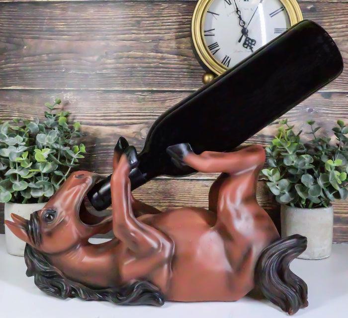 Ebros Gift Ebros Gift Brown Chestnut Equestrian Stallion Horse Wine Bottle Holder Caddy Figurine