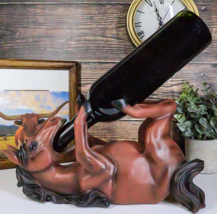 ebros gift Ebros Gift Brown Chestnut Equestrian Stallion Horse Wine Bottle Holder Caddy Figurine