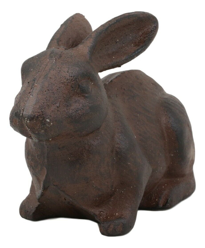 ebros gift Ebros Gift Cast Iron Whimsical Happy Bunny Rabbit Abstract Taxidermy 3D Art Statue 7.25" Long for Home Garden Outdoors and Indoors Decorative Accent Or As Door Stop