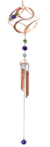 ebros gift Ebros Gift Caterpillar In Twisting Spiral Copper Metal Wind Chime With Colorful Marbles 31"Long Resonant Outdoor Patio Garden Decor Accessory