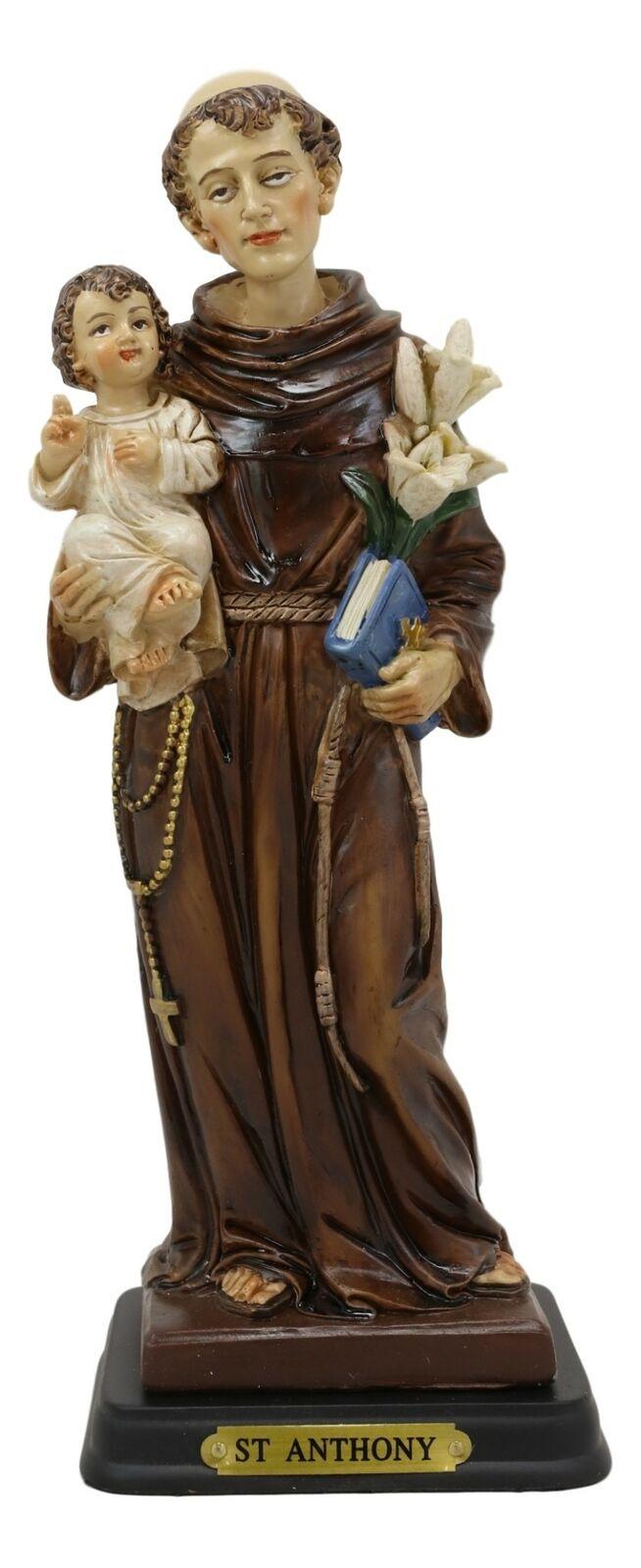 Ebros Gift Ebros Gift Catholic Church Saint Anthony Of Padua Carrying Baby Jesus And Lily Flowers Statue 8.25" Tall