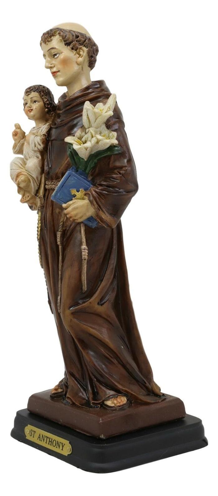 Ebros Gift Ebros Gift Catholic Church Saint Anthony Of Padua Carrying Baby Jesus And Lily Flowers Statue 8.25" Tall
