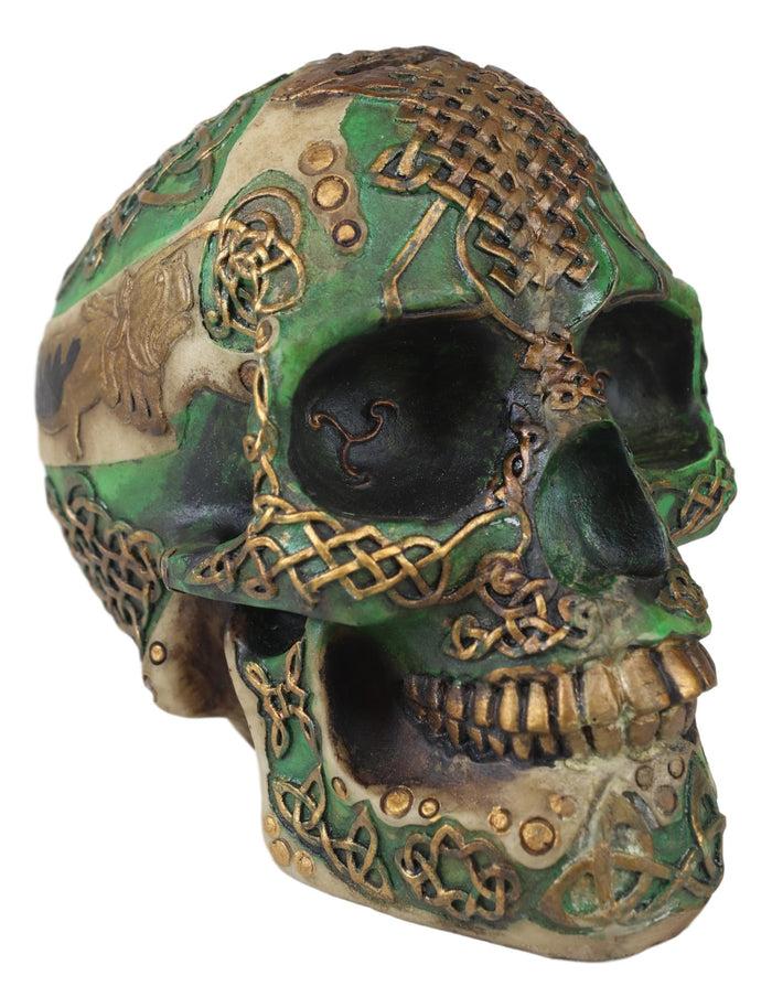 Ebros Gift Ebros Gift Celtic Knotwork Shamrock Lion Green Gold Skull Money Bank Figurine Ossuary Labyrinth Dark Arts Decor Statue