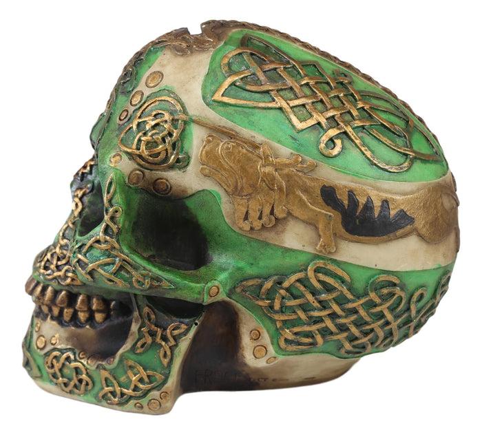 Ebros Gift Ebros Gift Celtic Knotwork Shamrock Lion Green Gold Skull Money Bank Figurine Ossuary Labyrinth Dark Arts Decor Statue