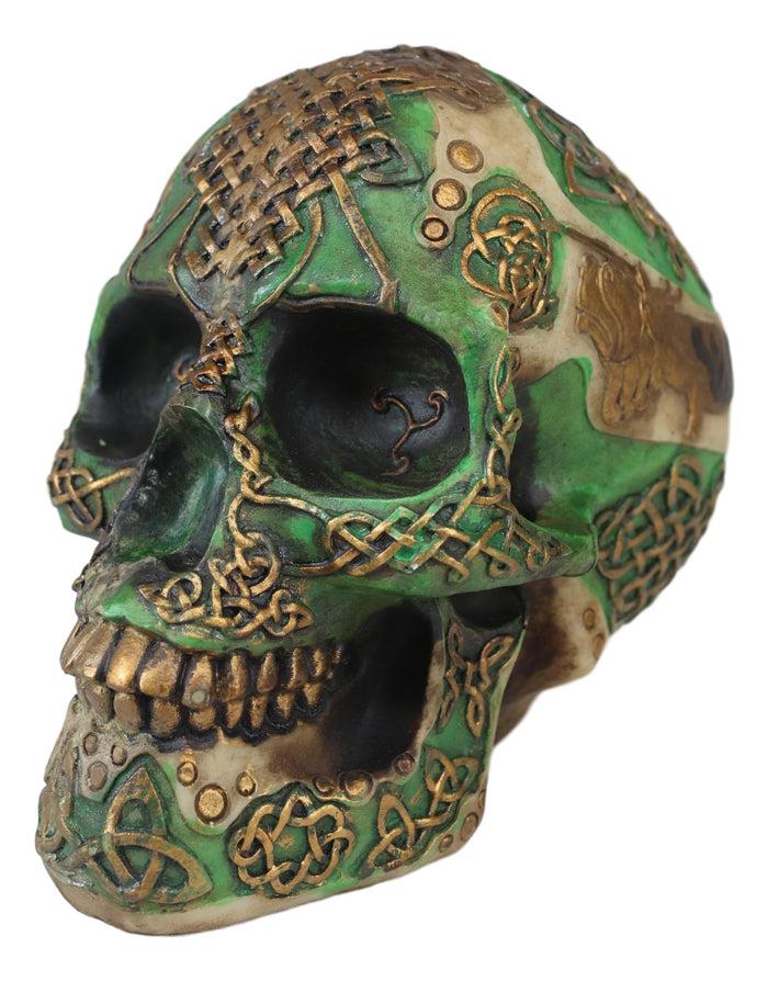 Ebros Gift Ebros Gift Celtic Knotwork Shamrock Lion Green Gold Skull Money Bank Figurine Ossuary Labyrinth Dark Arts Decor Statue