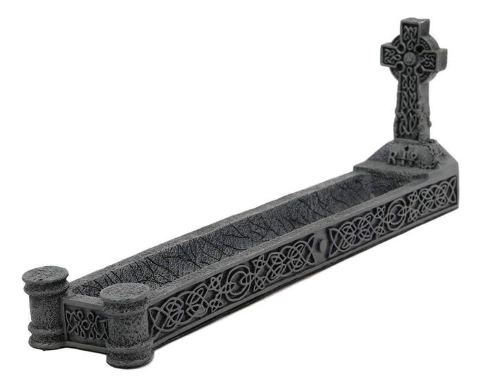 Ebros Gift Ebros Gift Celtic Memorial Rest In Peace Tomb Trinity Ringed High Cross Incense Holder Burner Figurine 10.25" Long Medieval Renaissance Knotwork Tattoo Decor Sculpture