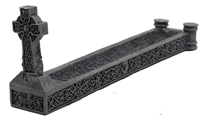 Ebros Gift Ebros Gift Celtic Memorial Rest In Peace Tomb Trinity Ringed High Cross Incense Holder Burner Figurine 10.25" Long Medieval Renaissance Knotwork Tattoo Decor Sculpture
