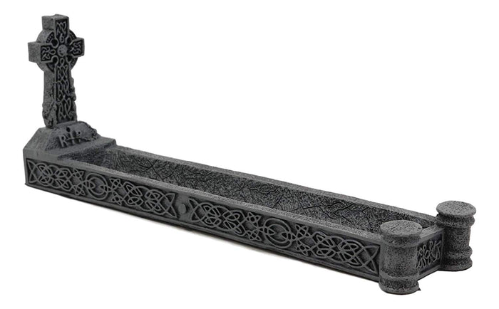 Ebros Gift Ebros Gift Celtic Memorial Rest In Peace Tomb Trinity Ringed High Cross Incense Holder Burner Figurine 10.25" Long Medieval Renaissance Knotwork Tattoo Decor Sculpture
