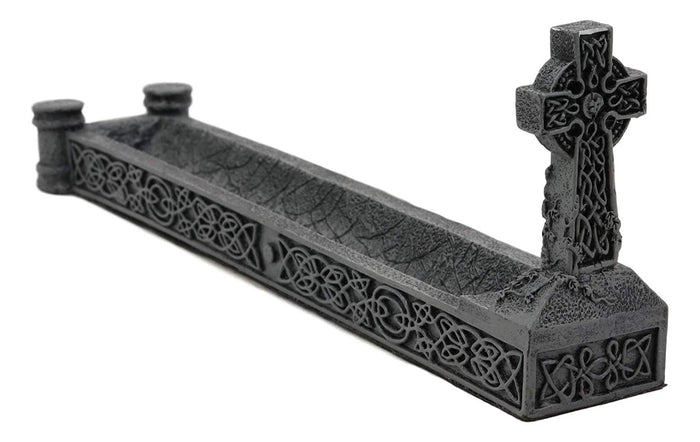 ebros gift Ebros Gift Celtic Memorial Rest in Peace Tomb Trinity Ringed High Cross Incense Holder Burner Figurine 10.25" Long Medieval Renaissance Knotwork Tattoo Decor Sculpture