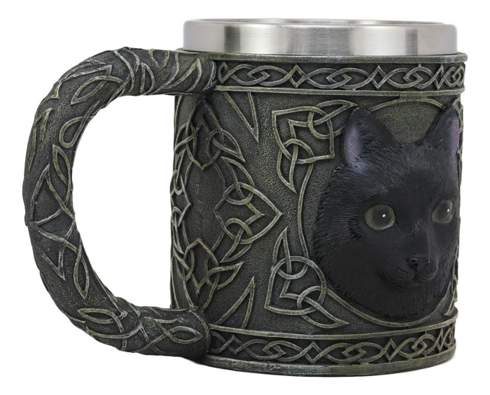 Ebros Gift Ebros Gift Celtic Mystical Black Cat Witching Hour Resin 16oz Drinking Mug With Stainless Steel Rim Figurine For Coffee Tea Cereal Drinks Halloween Kitchen Dining Decor Of Cats Felines Kitty Kittens