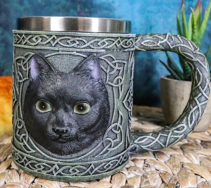 ebros gift Ebros Gift Celtic Mystical Black Cat Witching Hour Resin 16oz Drinking Mug With Stainless Steel Rim Figurine For Coffee Tea Cereal Drinks Halloween Kitchen Dining Decor Of Cats Felines Kitty Kittens