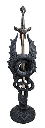Ebros Gift Ebros Gift Celtic Slitherin Dragon Holding Excalibur Sword Letter Opener Figurine