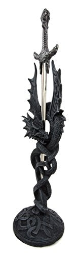 Ebros Gift Ebros Gift Celtic Slitherin Dragon Holding Excalibur Sword Letter Opener Figurine