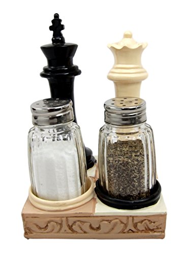 ebros gift Ebros Gift Checkmate Chess Genius King And Queen Salt Pepper Shakers Holder Figurine Set 5.75"H