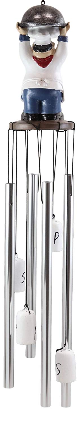 Ebros Gift Ebros Gift Chef Cordon Bleu Lifting Cloche Dome Welcome To My Kitchen Figurine Crown Top Resonant Wind Chime With Miniature Ponies Ornaments For Garden Patio Home Decorative Accent Hospitality Cooks