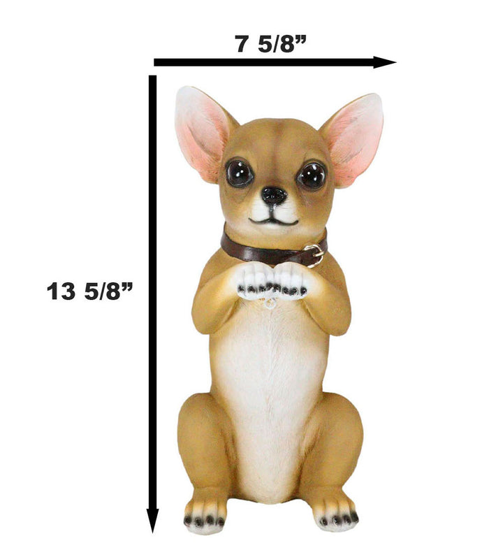 Ebros Gift Ebros Gift Chihuahua Dog On Two Legs Statue With Solar LED Lantern Lamp 14" Tall
