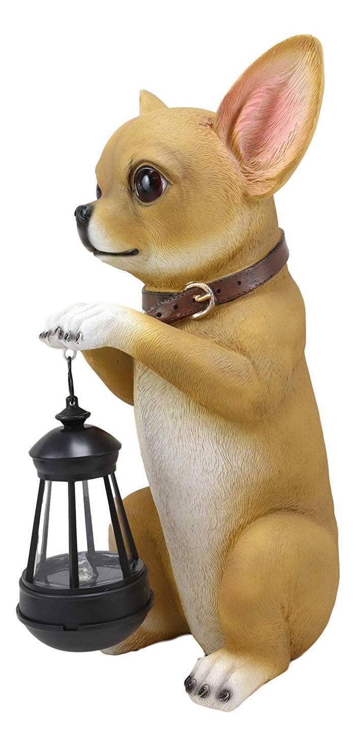 Ebros Gift Ebros Gift Chihuahua Dog On Two Legs Statue With Solar LED Lantern Lamp 14" Tall
