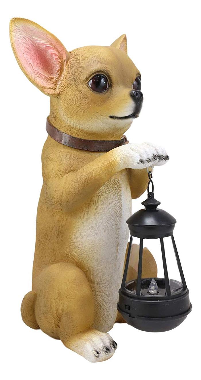 Ebros Gift Ebros Gift Chihuahua Dog On Two Legs Statue With Solar LED Lantern Lamp 14" Tall