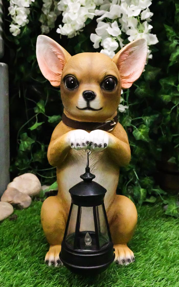ebros gift Ebros Gift Chihuahua Dog On Two Legs Statue with Solar LED Lantern Lamp 14" Tall