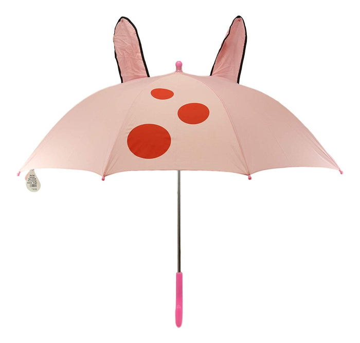 Ebros Gift Ebros Gift Children Kids Animated Colorful Pop Up Umbrella 33" Diameter Animal Themed Umbrellas With 3D Ears Or Eyes Fun Child Friendly Playing In The Rain (Pink Rabbit)