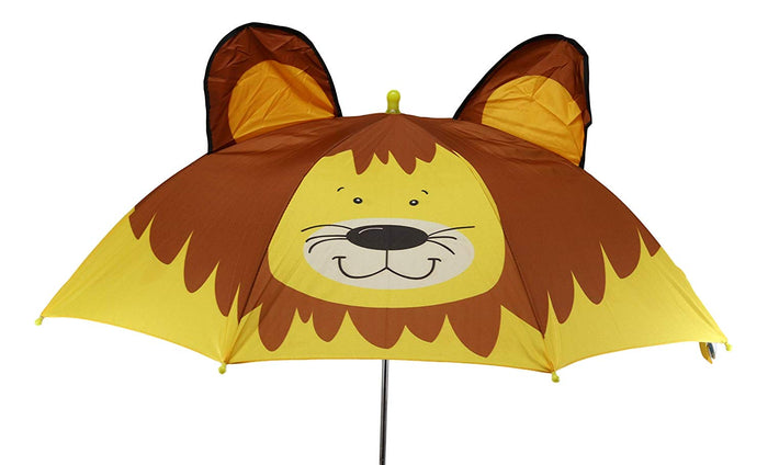 Ebros Gift Ebros Gift Children Kids Animated Colorful Pop Up Umbrella 33" Diameter Animal Themed Umbrellas With 3D Ears Or Eyes Fun Child Friendly Playing In The Rain (Yellow King Of The Jungle Lion)
