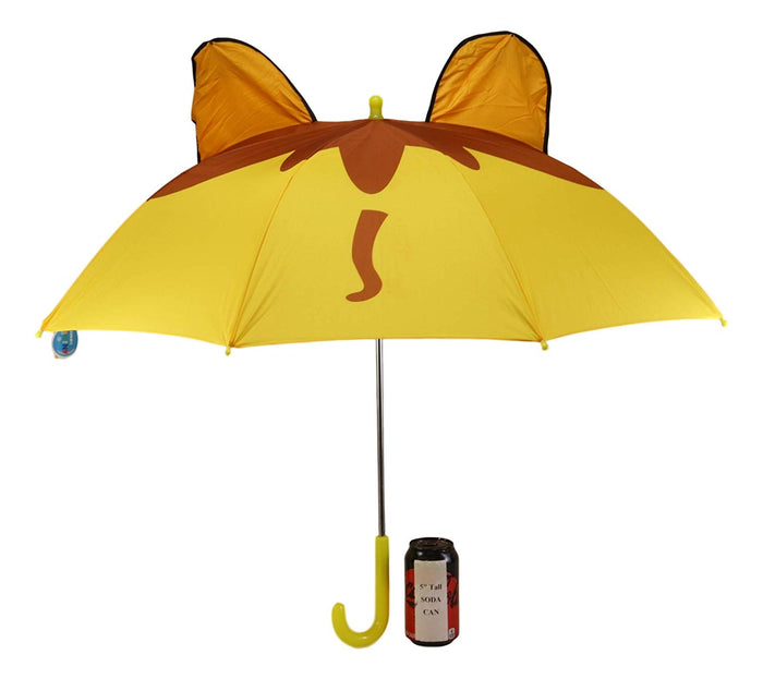 Ebros Gift Ebros Gift Children Kids Animated Colorful Pop Up Umbrella 33" Diameter Animal Themed Umbrellas With 3D Ears Or Eyes Fun Child Friendly Playing In The Rain (Yellow King Of The Jungle Lion)