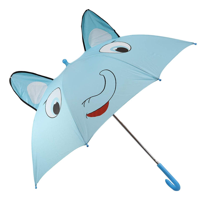 ebros gift Ebros Gift Children Kids Animated Colorful Pop Up Umbrella 33" Diameter Animal Themed Umbrellas with 3D Ears Or Eyes Fun Child Friendly Playing in The Rain (Blue Safari Baby Elephant)