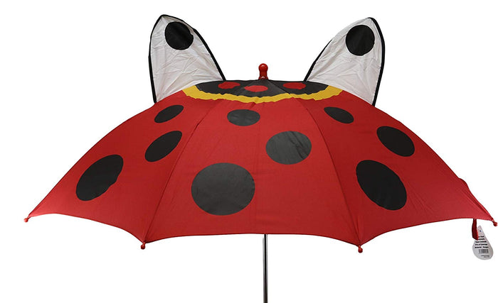 Ebros Gift Ebros Gift Children Kids Animated Colorful Pop Up Umbrella 33" Diameter Animal Themed Umbrellas With 3D Ears Or Eyes Fun Child Friendly Playing In The Rain (Red Ladybug Beetle)