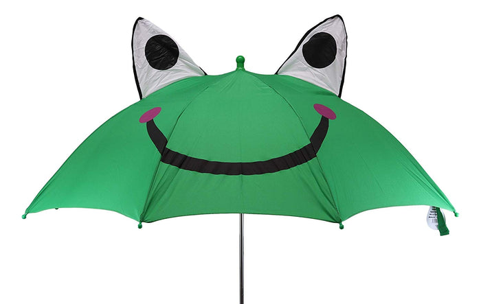 Ebros Gift Ebros Gift Children Kids Animated Colorful Pop Up Umbrella 33" Diameter Animal Themed Umbrellas With 3D Ears Or Eyes Fun Child Friendly Playing In The Rain (Green Happy Frog Toad)