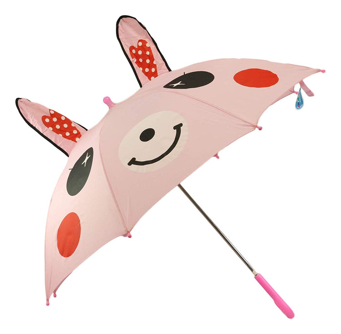 ebros gift Ebros Gift Children Kids Animated Colorful Pop Up Umbrella 33" Diameter Animal Themed Umbrellas with 3D Ears Or Eyes Fun Child Friendly Playing in The Rain (Pink Rabbit)