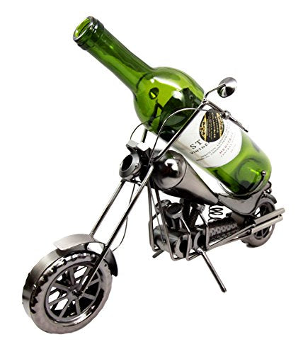 ebros gift Ebros Gift Chopper Motorcycle Bike Hand Made Metal Wine Bottle Holder Caddy Decor Figurine 16"H
