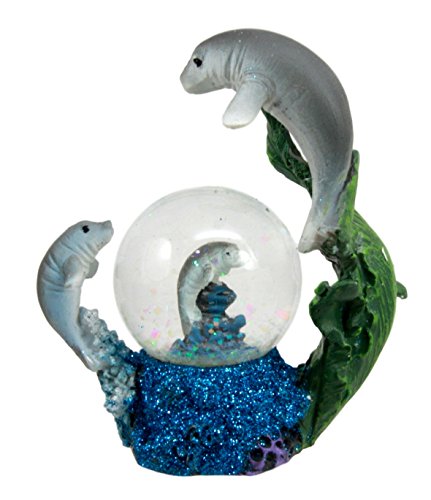 Ebros Gift Ebros Gift Coastal Antillean Manatee Sea Cow Family Water Globe Figurine 4.25"H