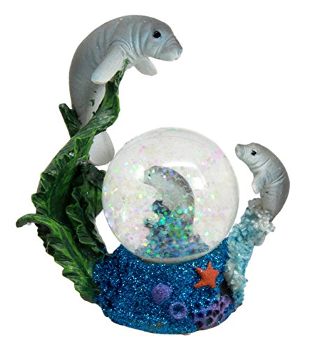 ebros gift Ebros Gift Coastal Antillean Manatee Sea Cow Family Water Globe Figurine 4.25"H